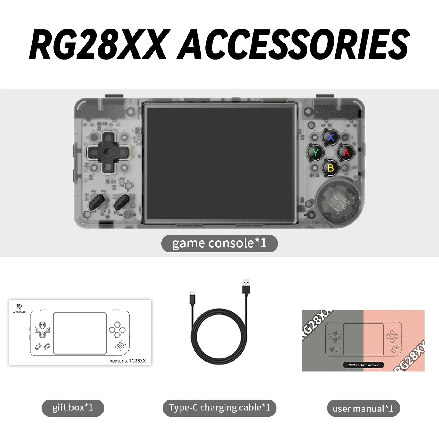 ANBERNIC RG28XX Handheld Game Console 2.83'' IPS Screen HDMI Output Portable Video Player Ebook Reader Game Player Gift Mini A30