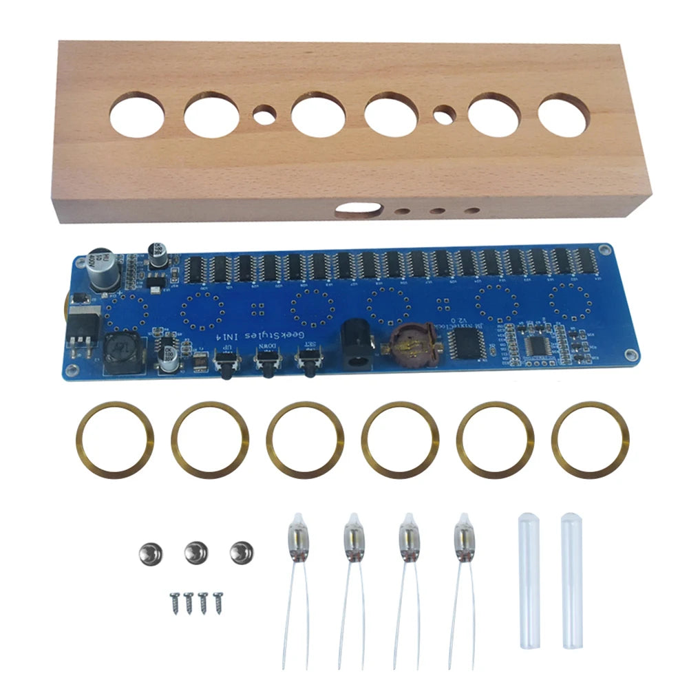 RZAHUAHU IN14 Glow Tube Clock Kit Beech Wood Nixie LED