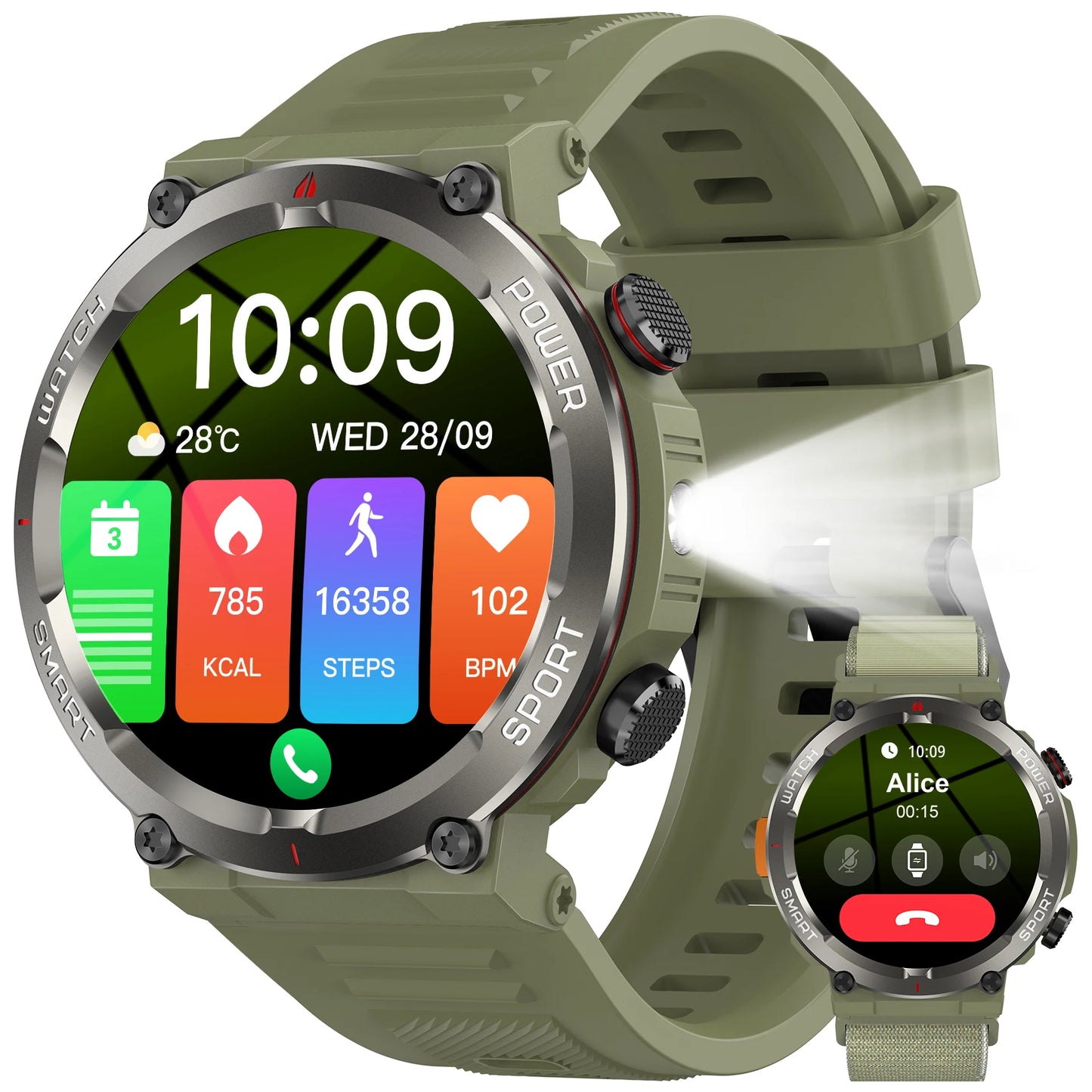 Blackview W50pro Waterproof Smartwatch With LED Flashlight 960mAh Battery