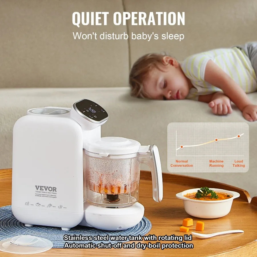 Baby Food Maker 430W Baby Food Processor with 750 ml Tritan Bowl SUS304 Stainless Steel 5 in 1 Baby Food Puree Blender Steamer