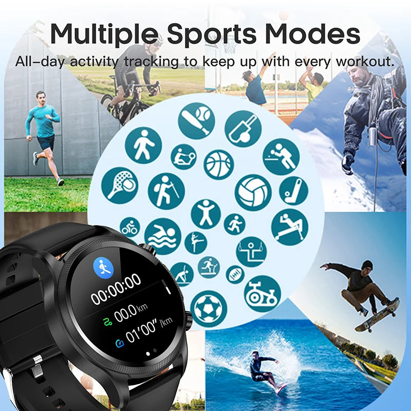 ECG Smart Watch For iPhone Android Heart Rate Blood Oxygen