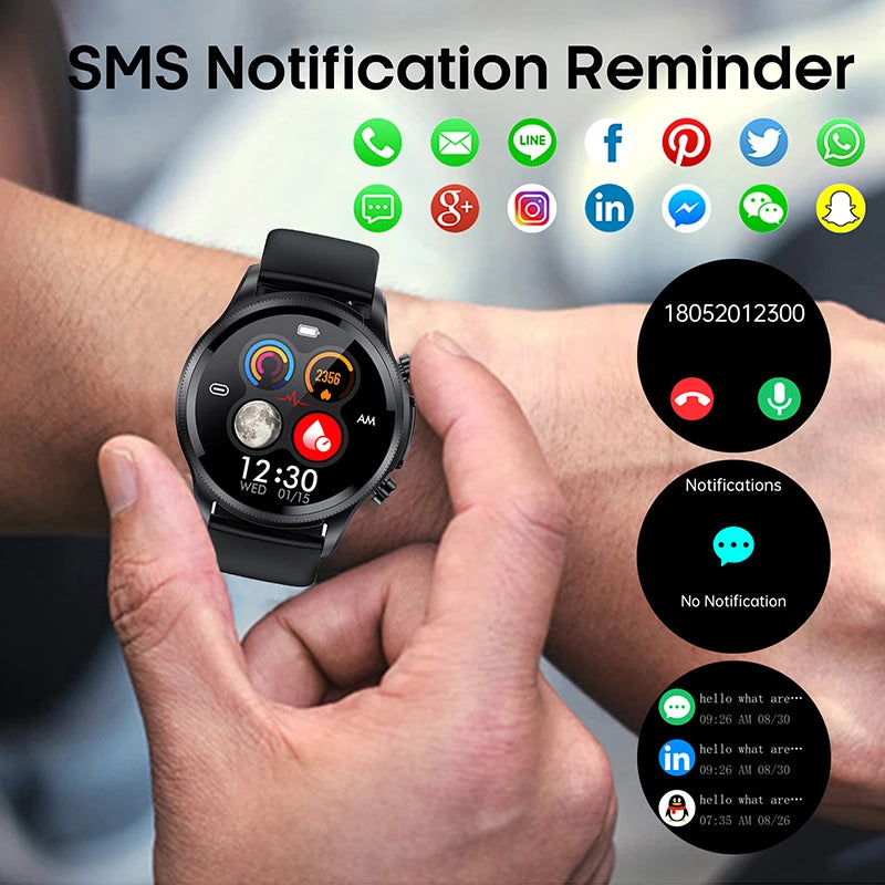 ECG Smart Watch For iPhone Android Heart Rate Blood Oxygen
