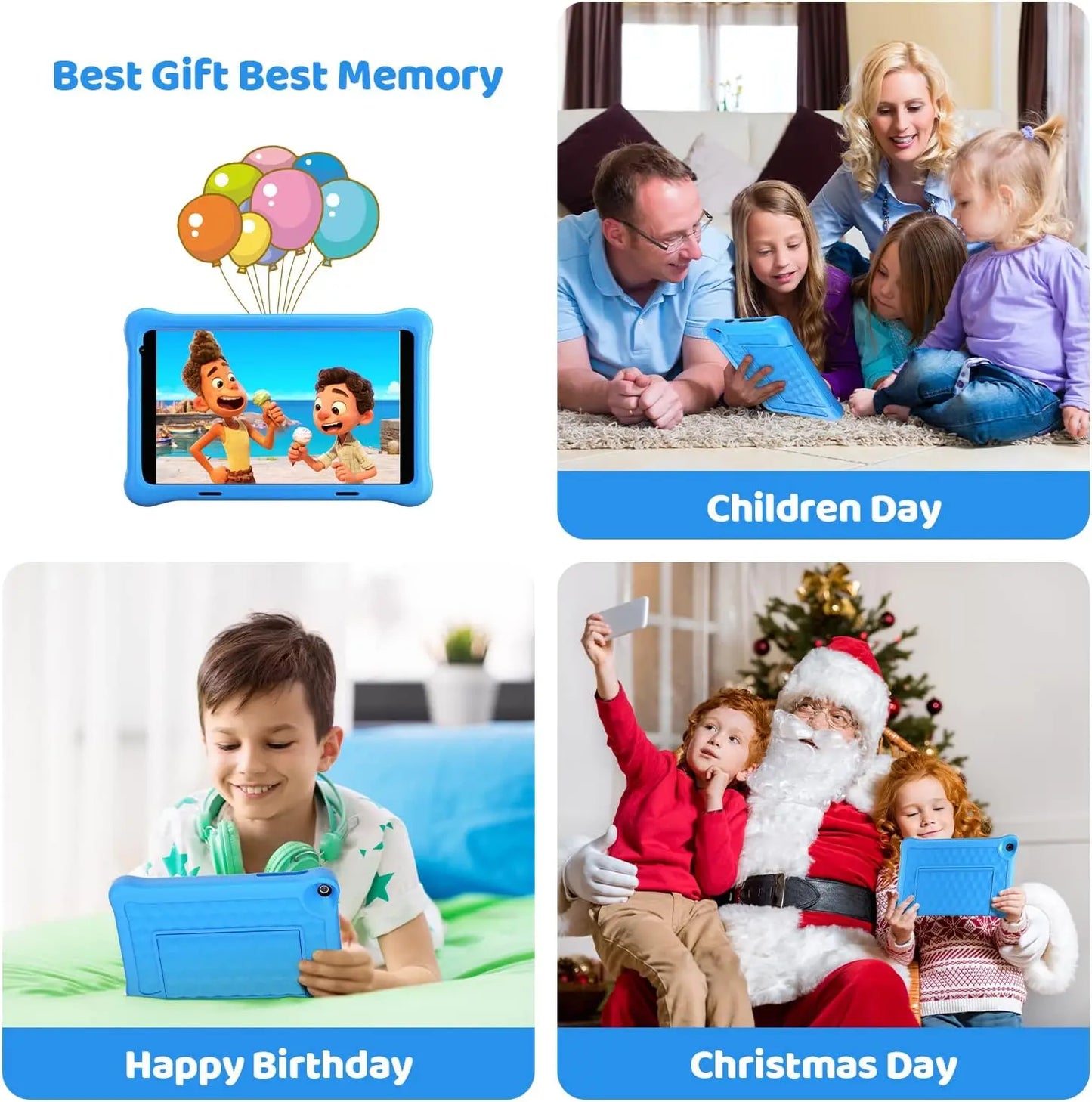 BESTSKIC Kid Tablet Android Quad Core 2GB RAM 32GB 128GB Expandable Case