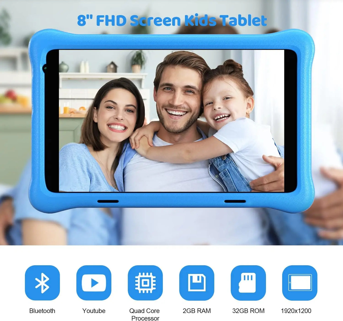 BESTSKIC Kid Tablet Android Quad Core 2GB RAM 32GB 128GB Expandable Case
