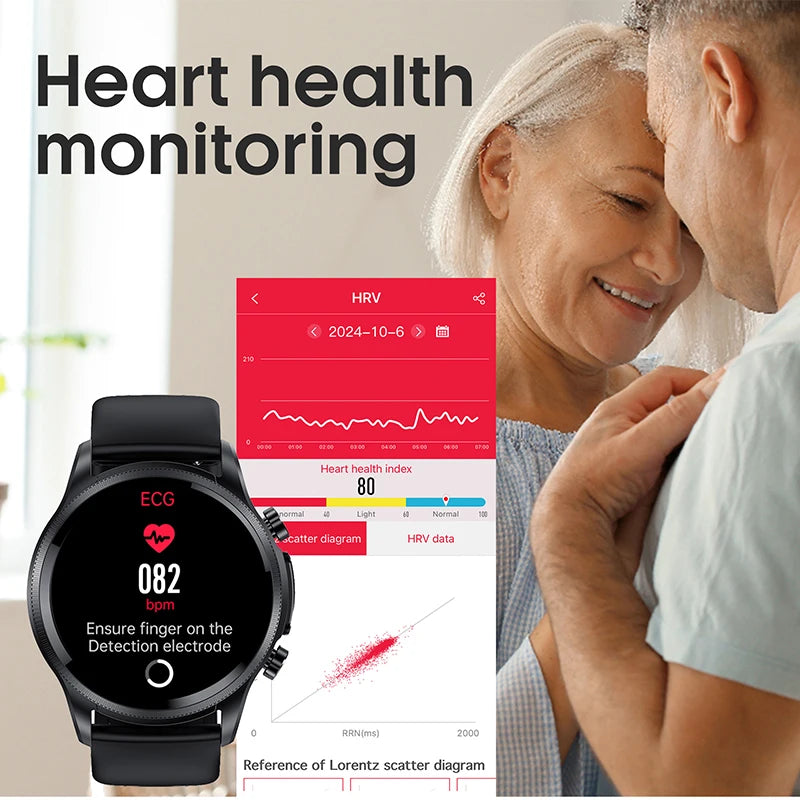 ECG Smart Watch For iPhone Android Heart Rate Blood Oxygen
