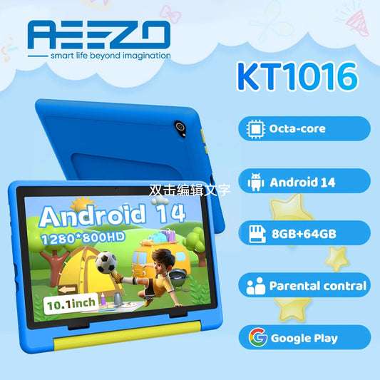 AEEZO10 Inch Kids Tablet Android 14 Octa-Core 8GB RAM+64 GB ROM Parental Control with Kid Protective Case Great Gift for Toddler