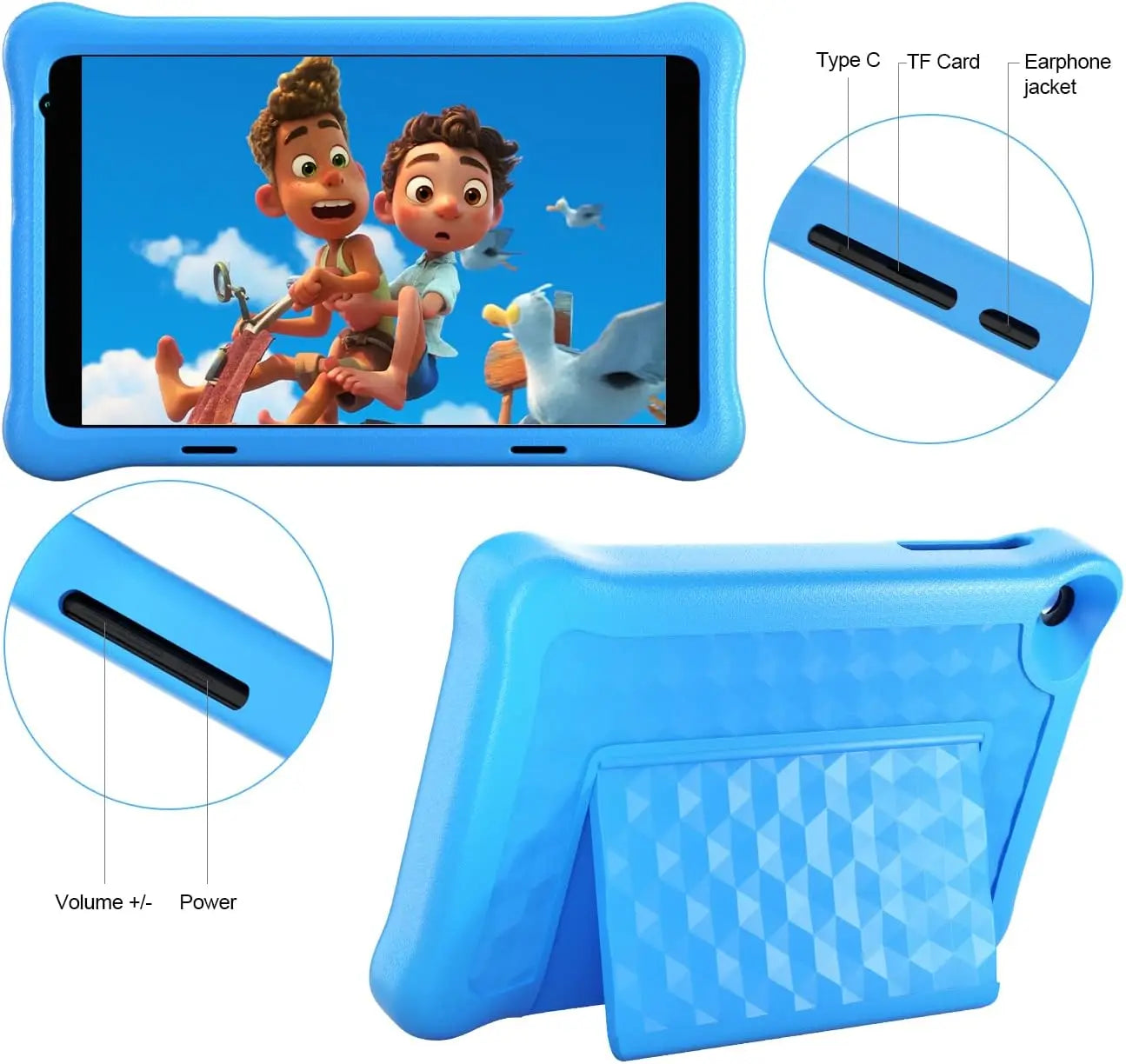 BESTSKIC Kid Tablet Android Quad Core 2GB RAM 32GB 128GB Expandable Case