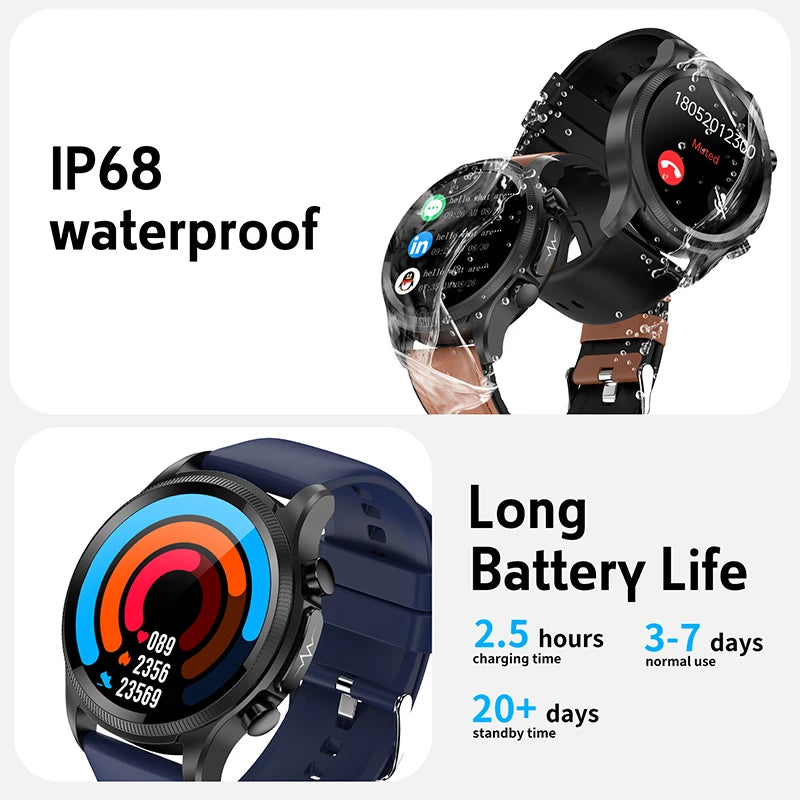 ECG Smart Watch For iPhone Android Heart Rate Blood Oxygen