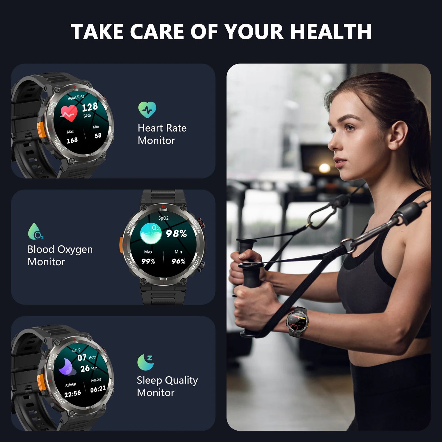Blackview W50pro Waterproof Smartwatch With LED Flashlight 960mAh Battery