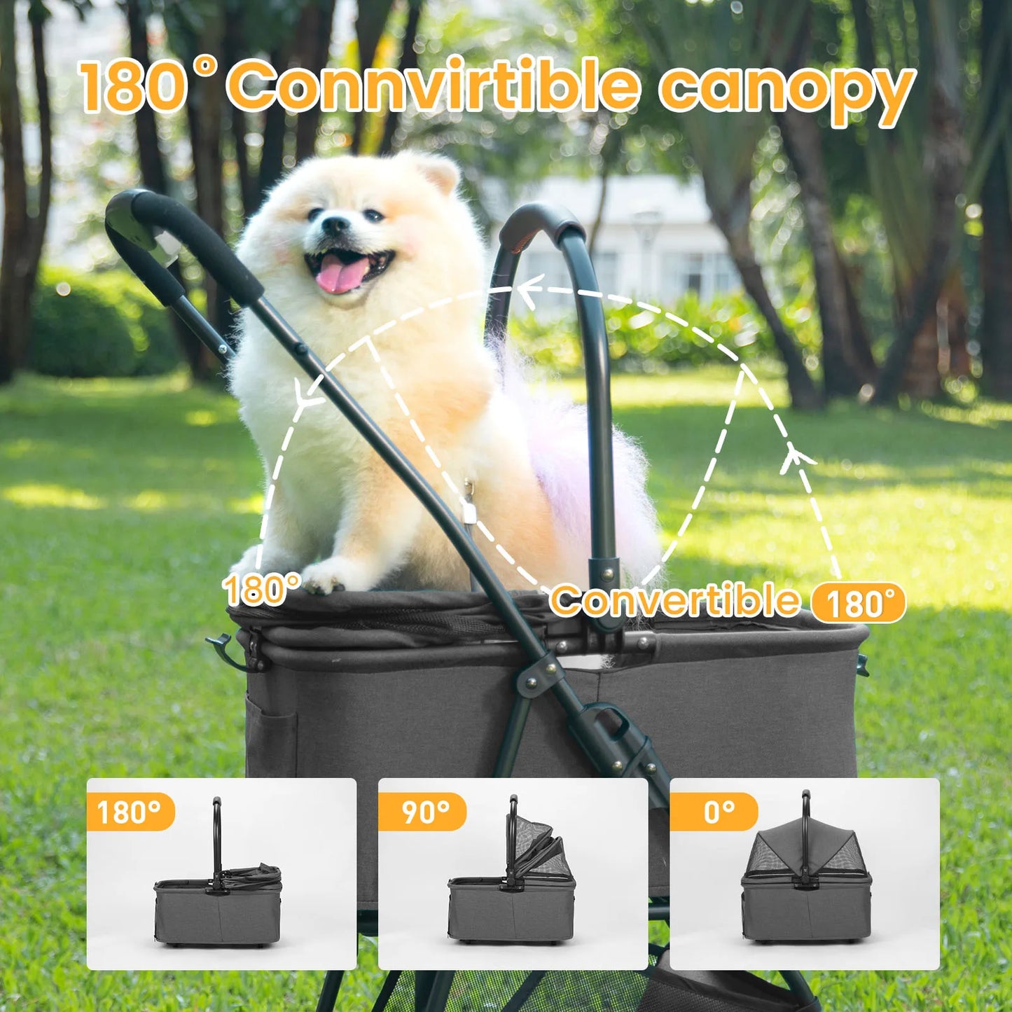 Wedyvko Luxury Detachable Pet Stroller Four-Wheel Cup Holder