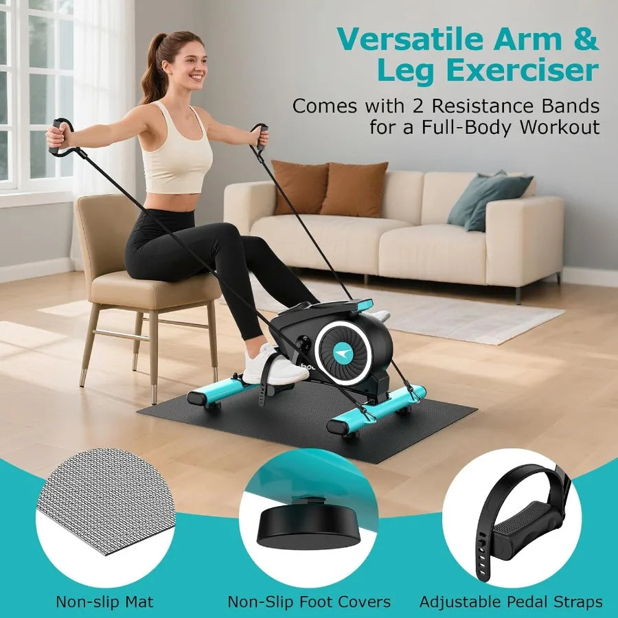 Under Desk Bike Pedal Exerciser Quiet Magnetic Mini Exercise Bike with 16 Resistance Levels for Home Office Therapy Combines Ar