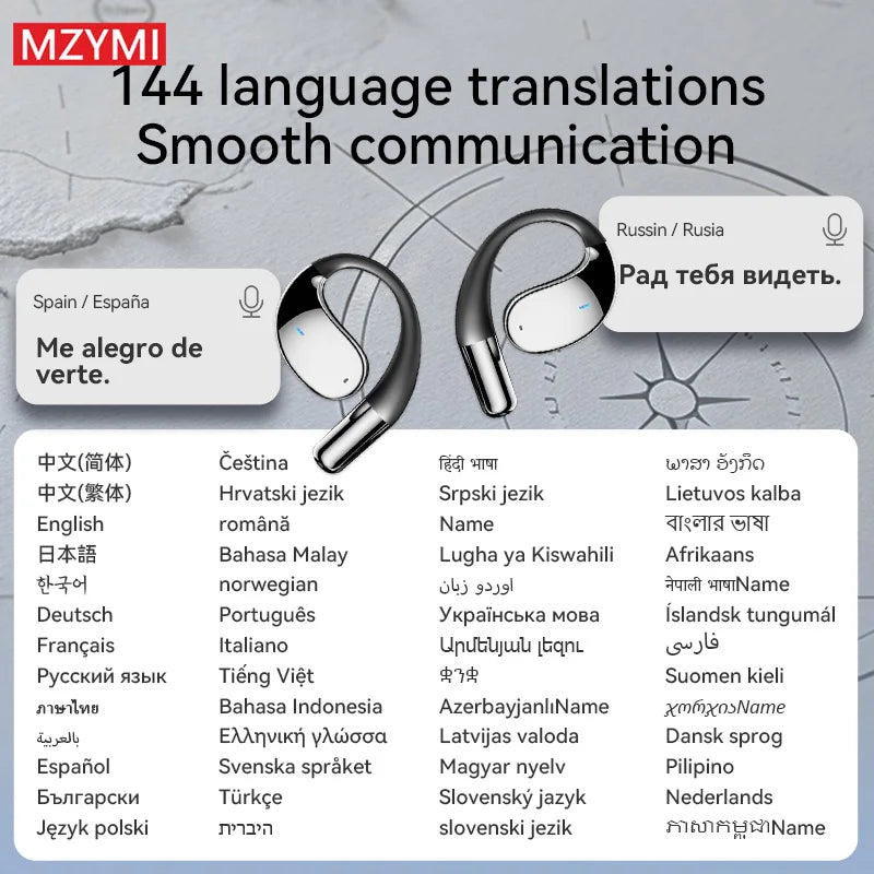 MZYMI Q39 AI Translation Wireless Earphone TWS Ear Hook Sport Running Bluetooth Headset ENC Noise Cancelling Headphone With Mic