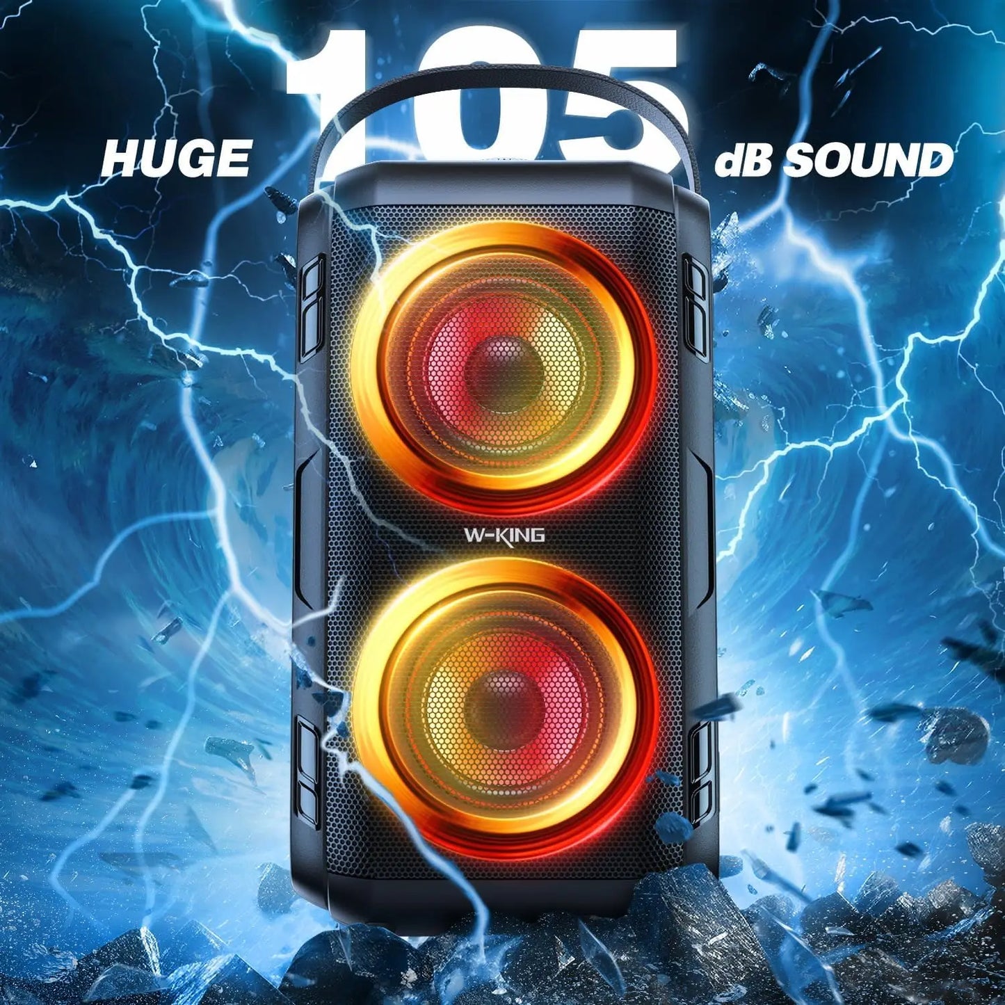 W King 80W RMS Portable Bluetooth Party Speaker with 4 Drivers
