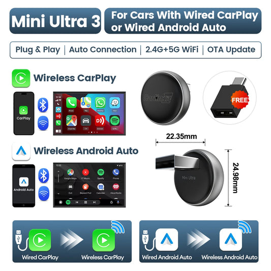 Carlinkit CarPlay Android Auto Wireless Adapter Five Point Zero Mini