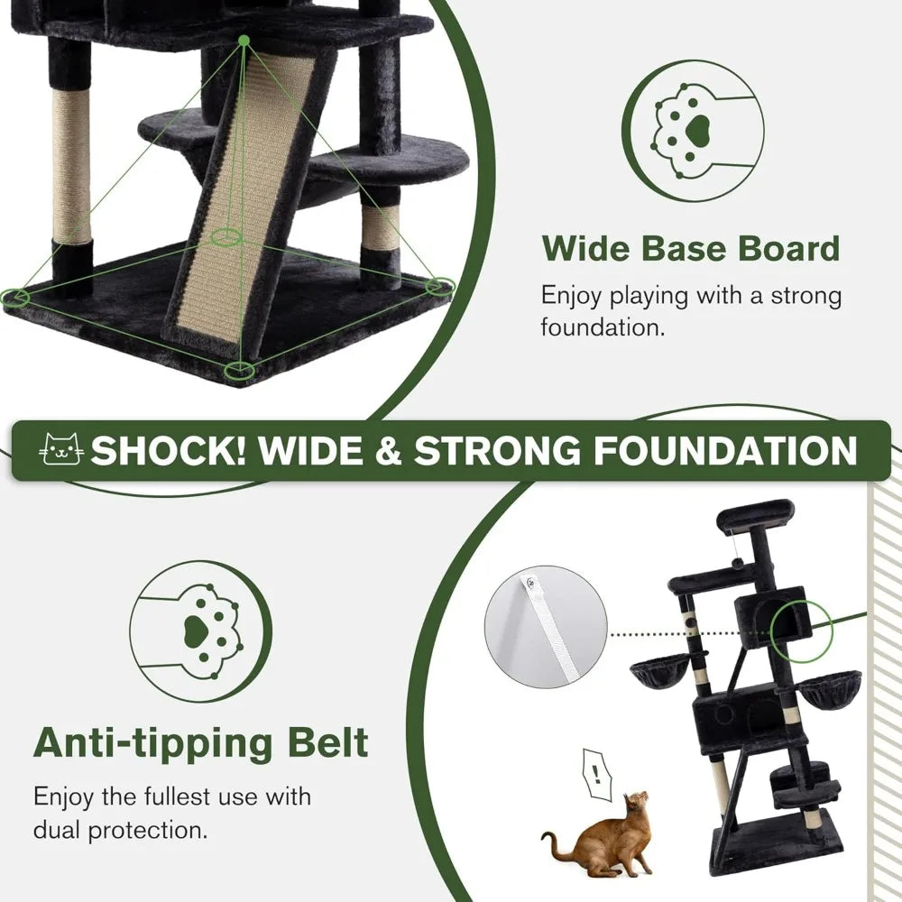 DAFIFY Three Level Cat Tree Tower With Plush Perches
