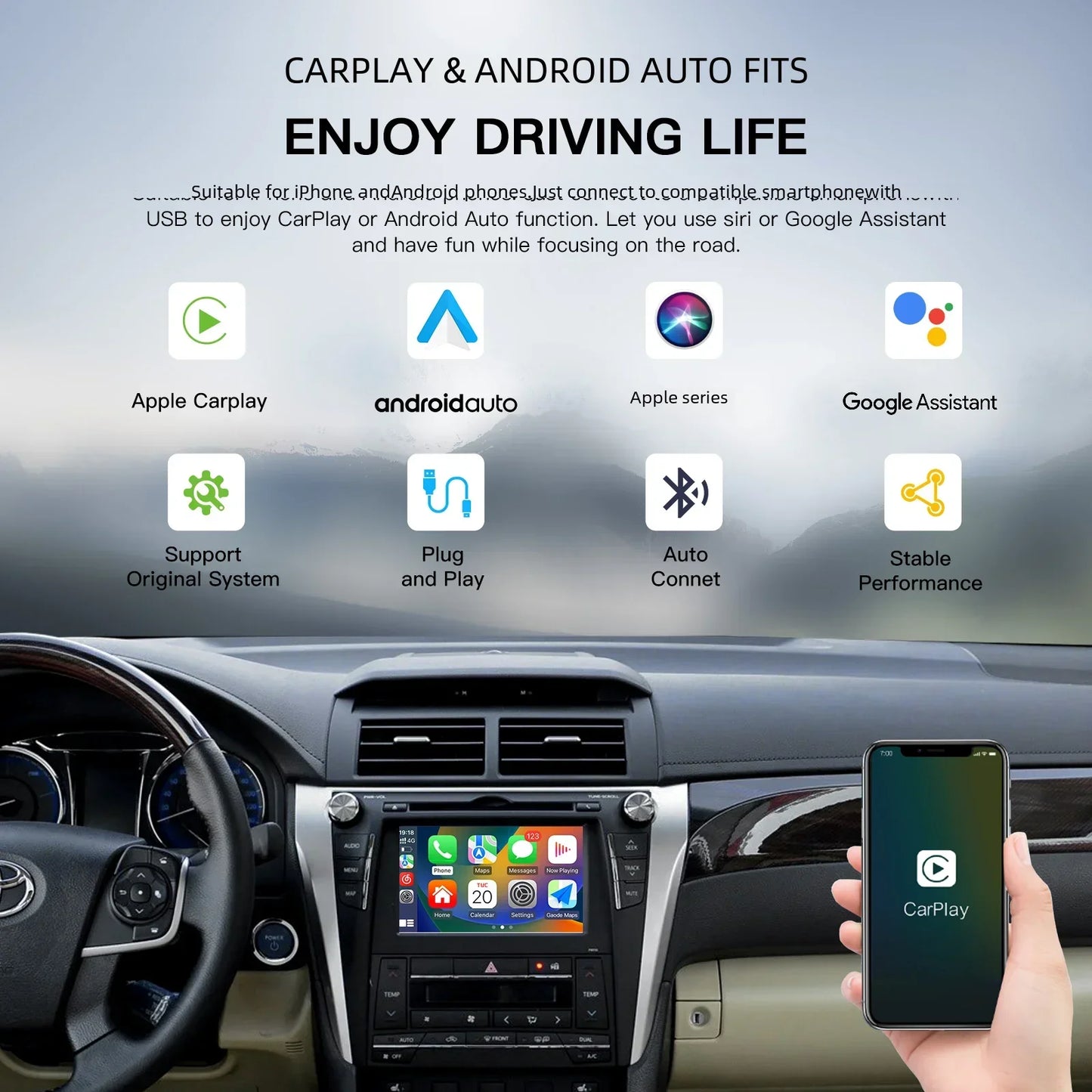 AUTOABC Wireless CarPlay Android Auto Module Decoder Toyota Vehicles