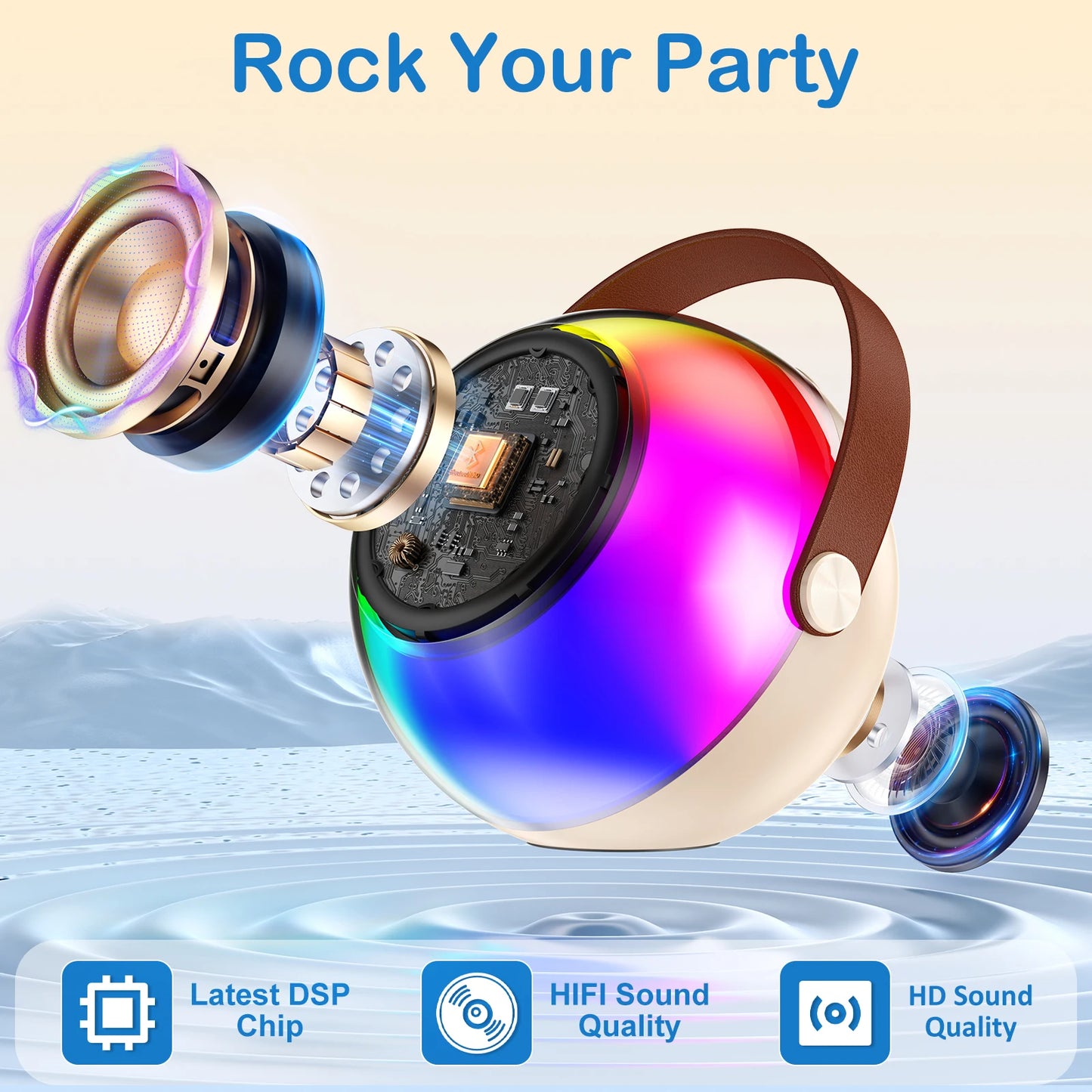 FanFun Portable Karaoke Machine With Bluetooth And 2 Wireless Mics