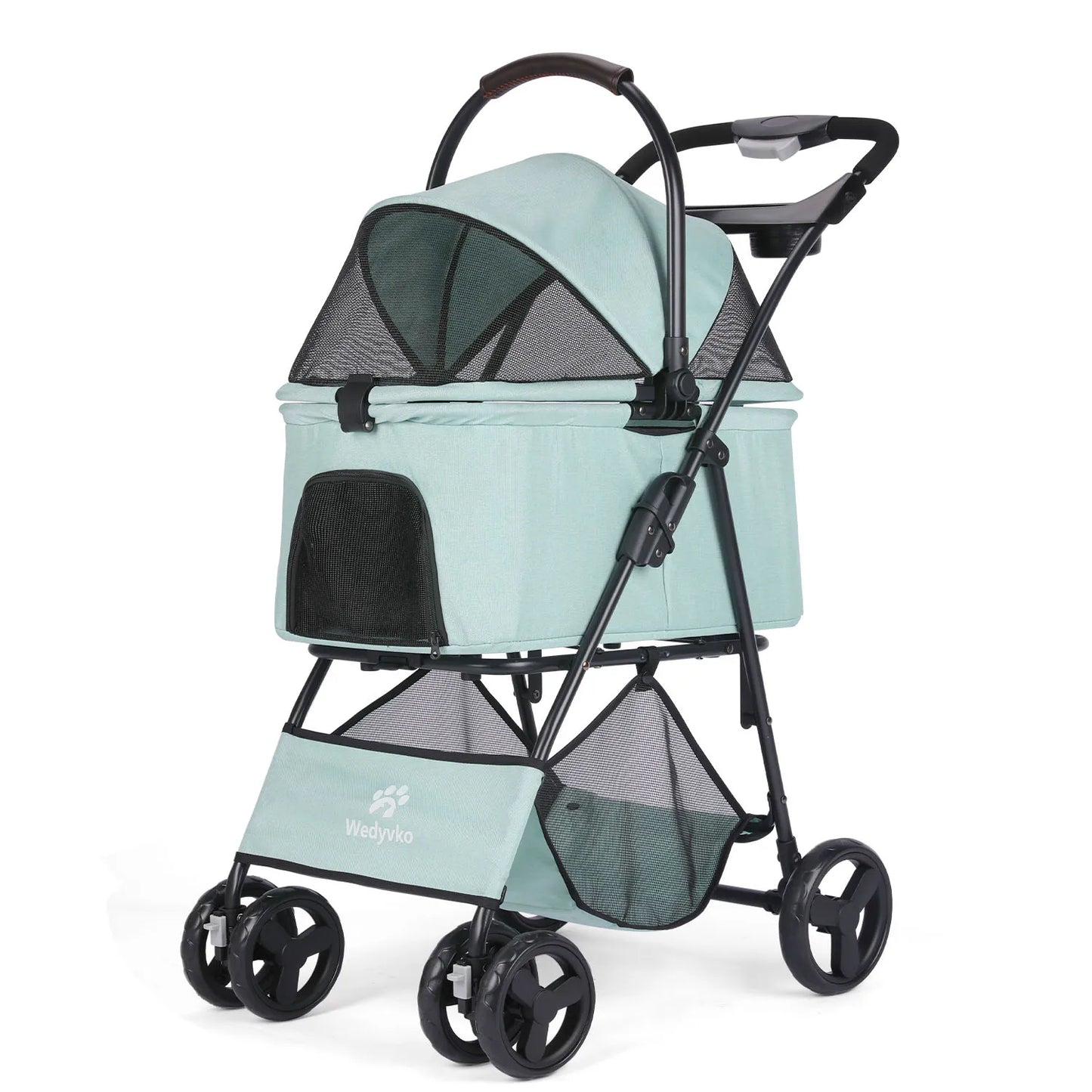 Wedyvko Luxury Detachable Pet Stroller Four-Wheel Cup Holder