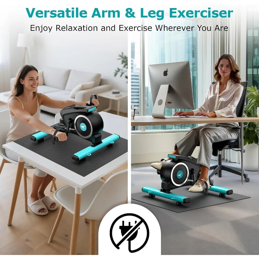 Under Desk Bike Pedal Exerciser Quiet Magnetic Mini Exercise Bike with 16 Resistance Levels for Home Office Therapy Combines Ar