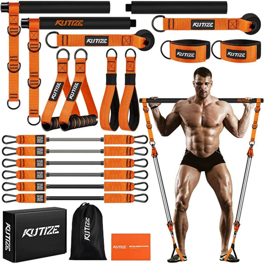 Pilates Bar Kit with Resistance Bands, Heavy Duty Pilates Equipment for Men, Training Bands with Handles for Legs, Hip, Back, Ar