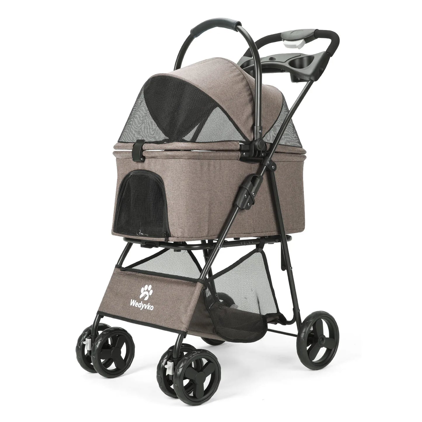 Wedyvko Luxury Detachable Pet Stroller Four-Wheel Cup Holder