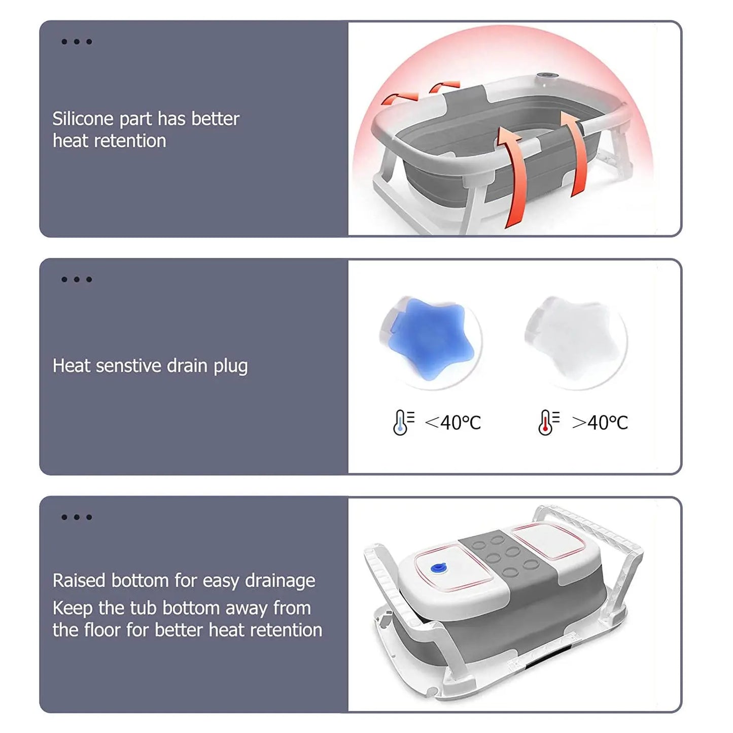 Hign-concerned Eco Friendly Foldable Baby Bath Tub With Temperature Indicator