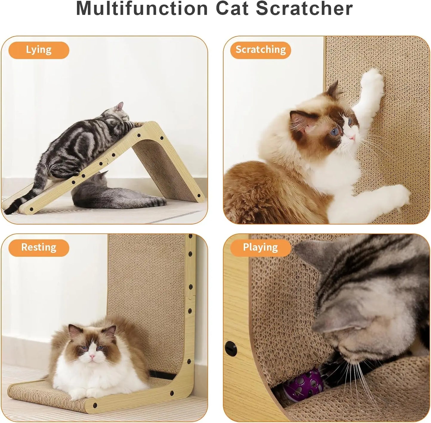L Shape Cat Scratcher Cardboard Scratching Pad For Indoor Cats