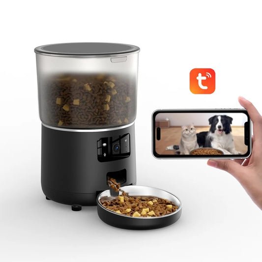NPET Automatic 4L/140.8OZ Cat Feeder with Camera, 1080P HD Video with Night Vision, 1-20 portions Customized meals for Cats, Dog