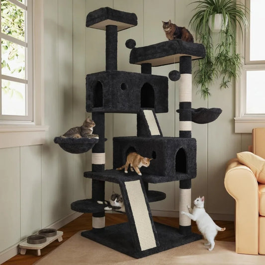 DAFIFY Three Level Cat Tree Tower With Plush Perches