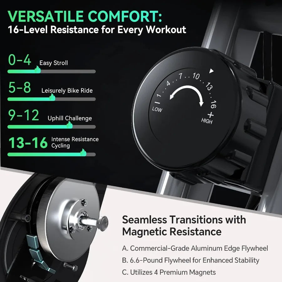 Folding Exercise Bike for Seniors 5 IN 1 Foldable Stationary Bike with TriPosition Ride 300LBS Capacity and 6.6 LBS Magnetic Fl
