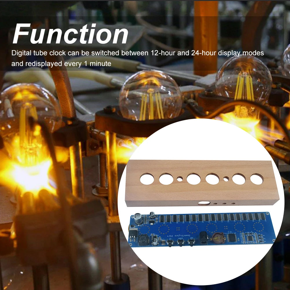 RZAHUAHU IN14 Glow Tube Clock Kit Beech Wood Nixie LED