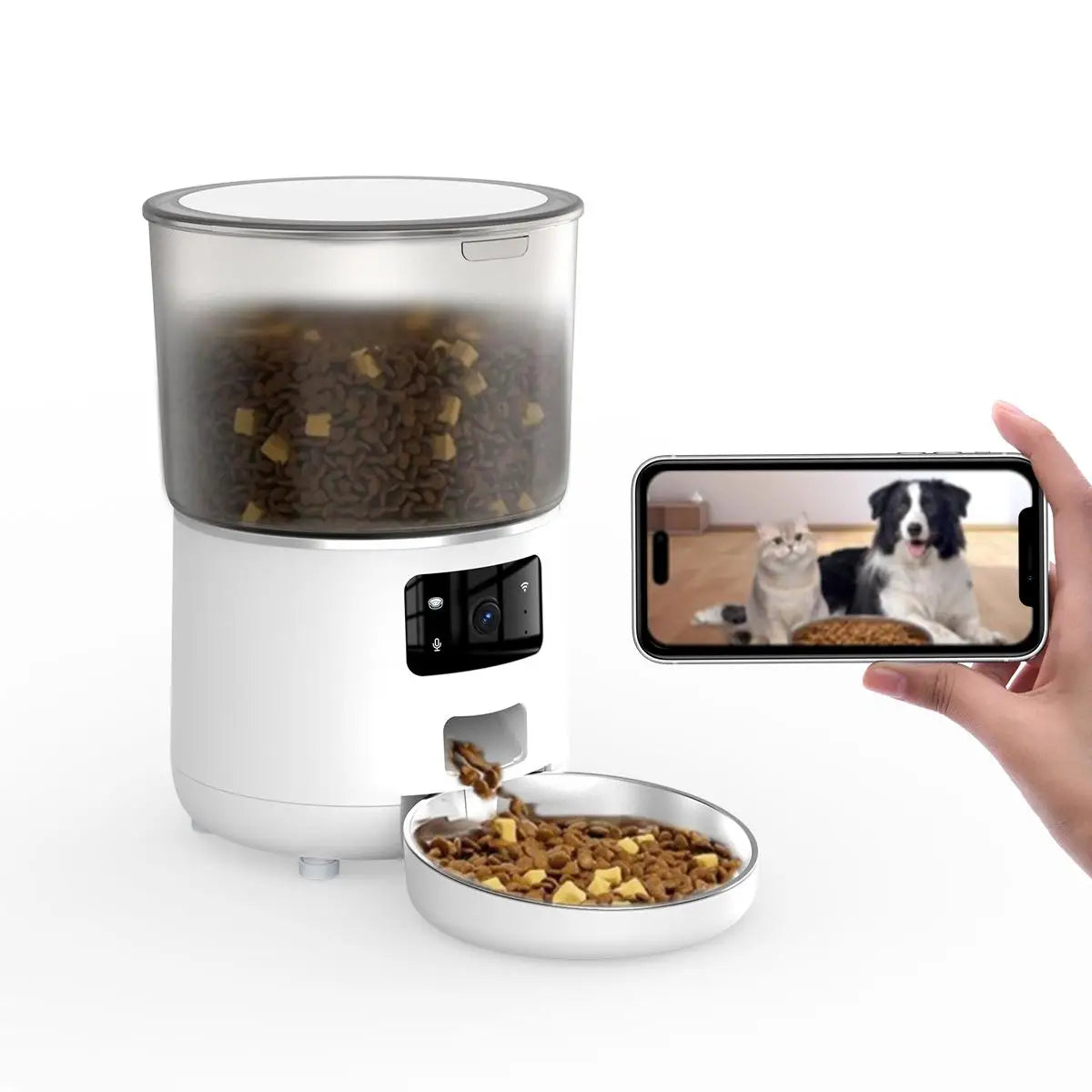 NPET Automatic 4L/140.8OZ Cat Feeder with Camera, 1080P HD Video with Night Vision, 1-20 portions Customized meals for Cats, Dog