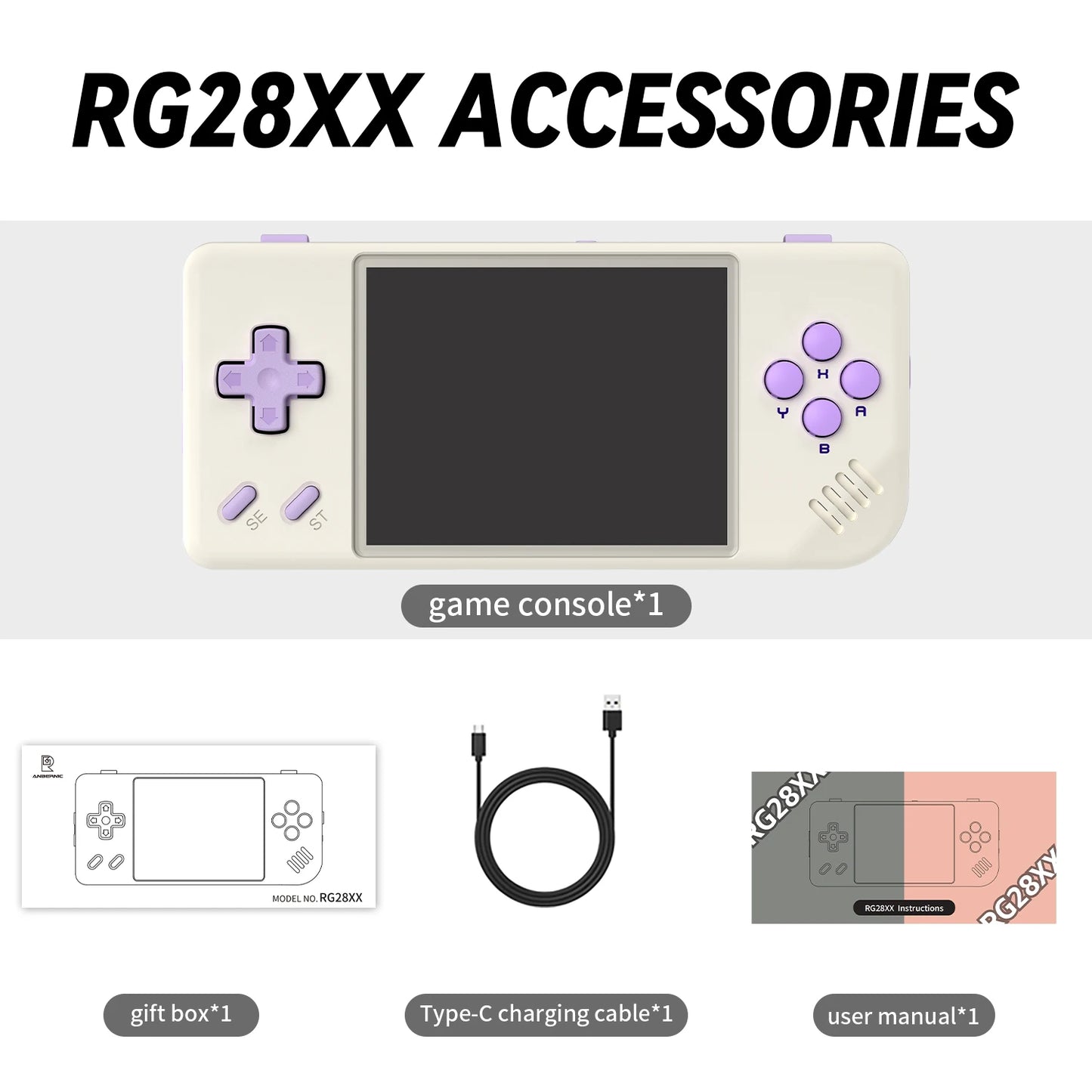 ANBERNIC RG28XX Handheld Game Console 2.83'' IPS Screen HDMI Output Portable Video Player Ebook Reader Game Player Gift Mini A30