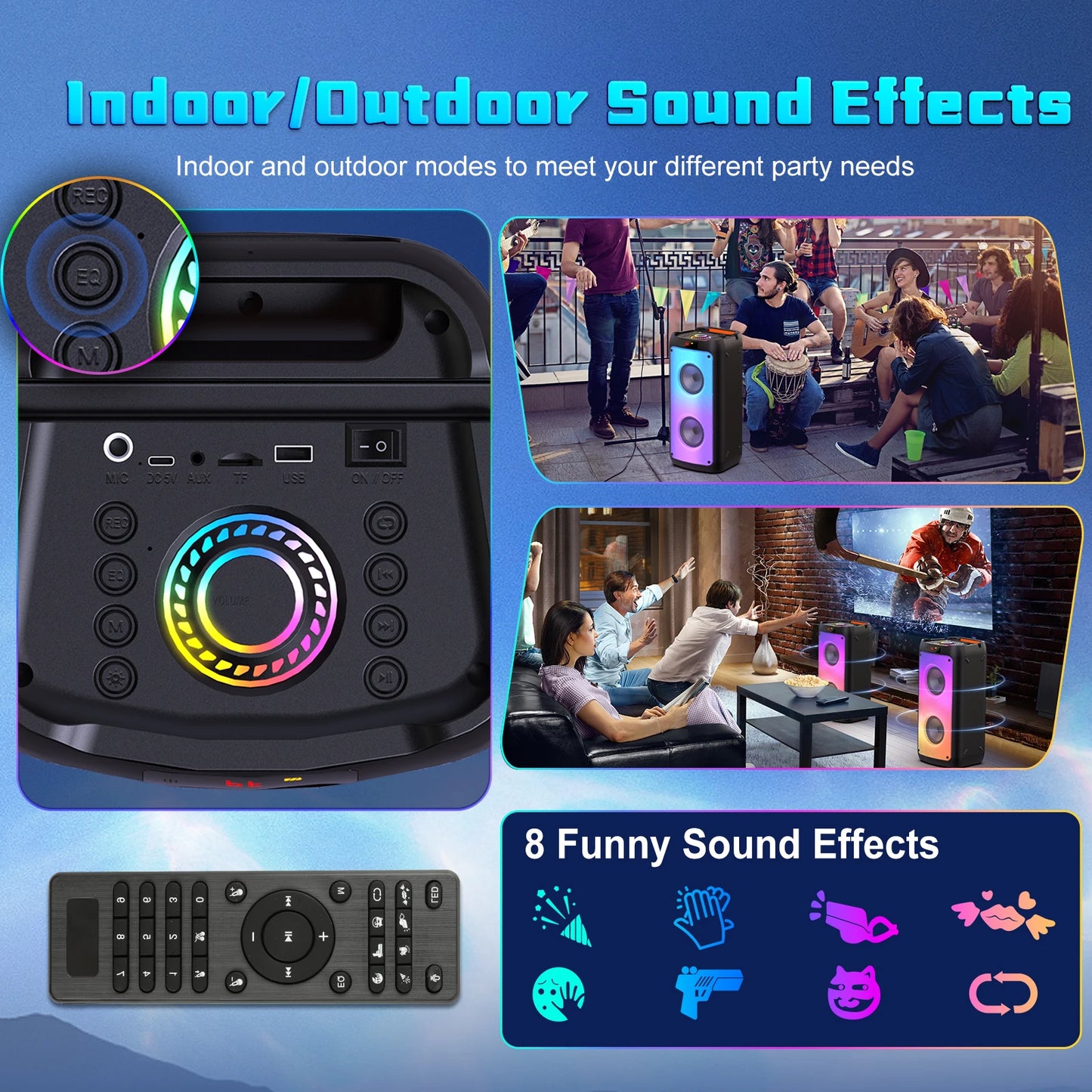 FanFunCabinet T10 Karaoke Machine With Dual Wireless Microphones Bluetooth PA