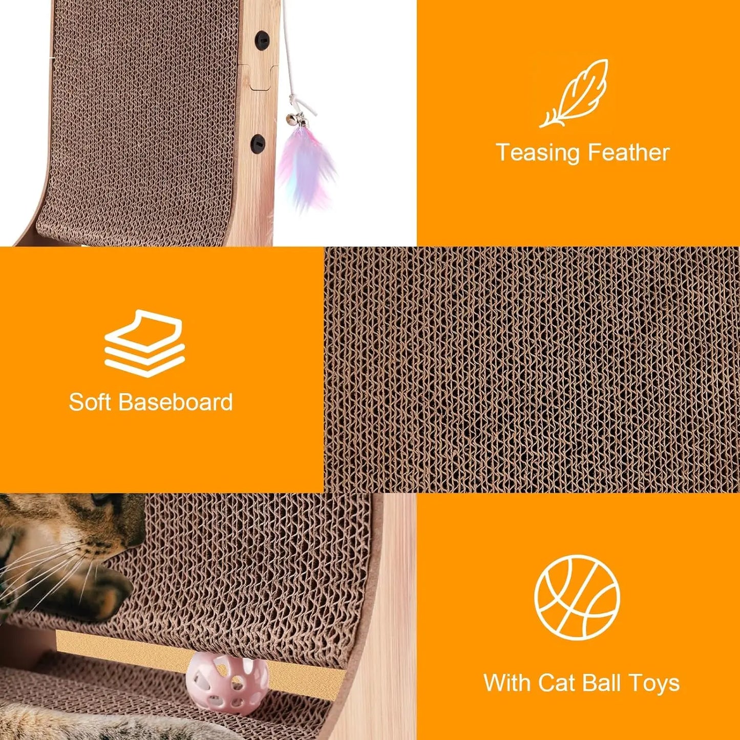 L Shape Cat Scratcher Cardboard Scratching Pad For Indoor Cats