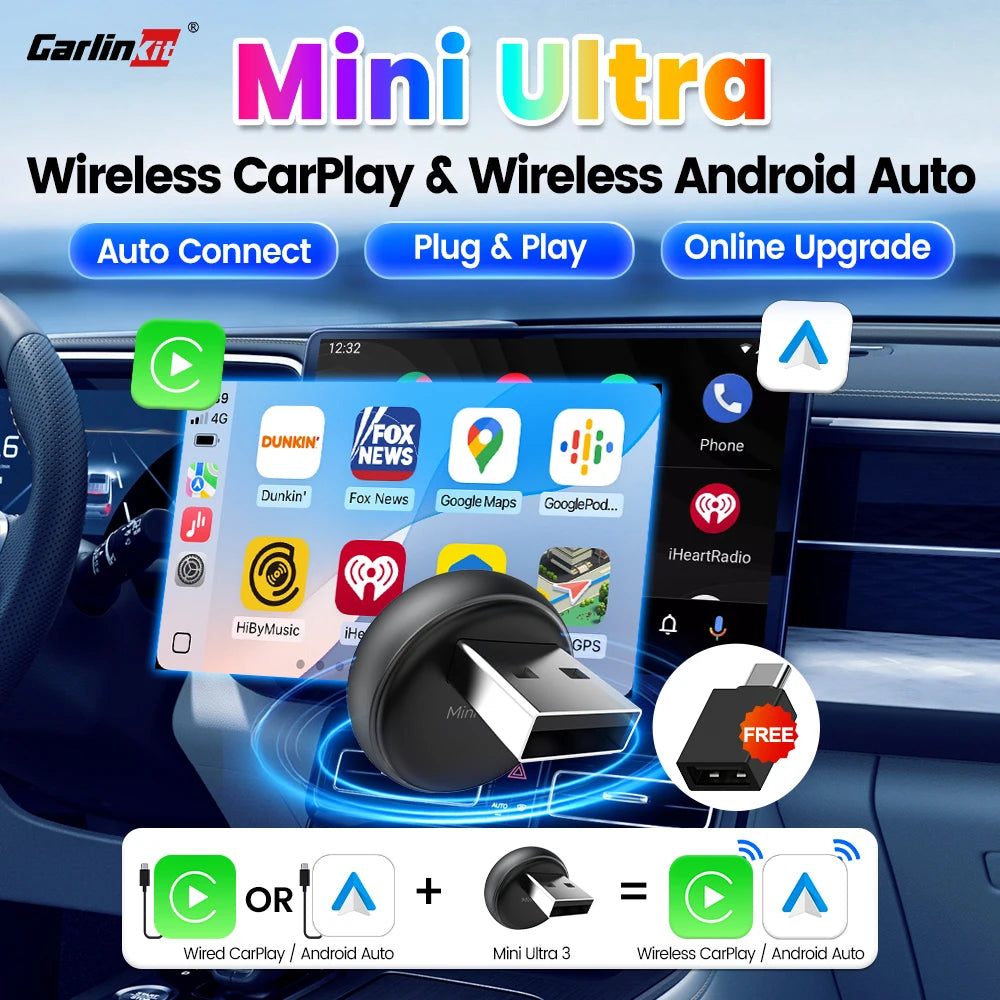Carlinkit CarPlay Android Auto Wireless Adapter Five Point Zero Mini