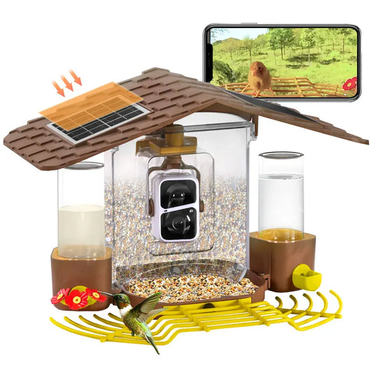 Smart Bird Feeder with Camera - 1080P HD, AI Bird Identification, Solar Powered, IP65 Weatherproof