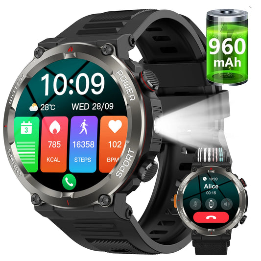 Blackview W50pro Waterproof Smartwatch With LED Flashlight 960mAh Battery