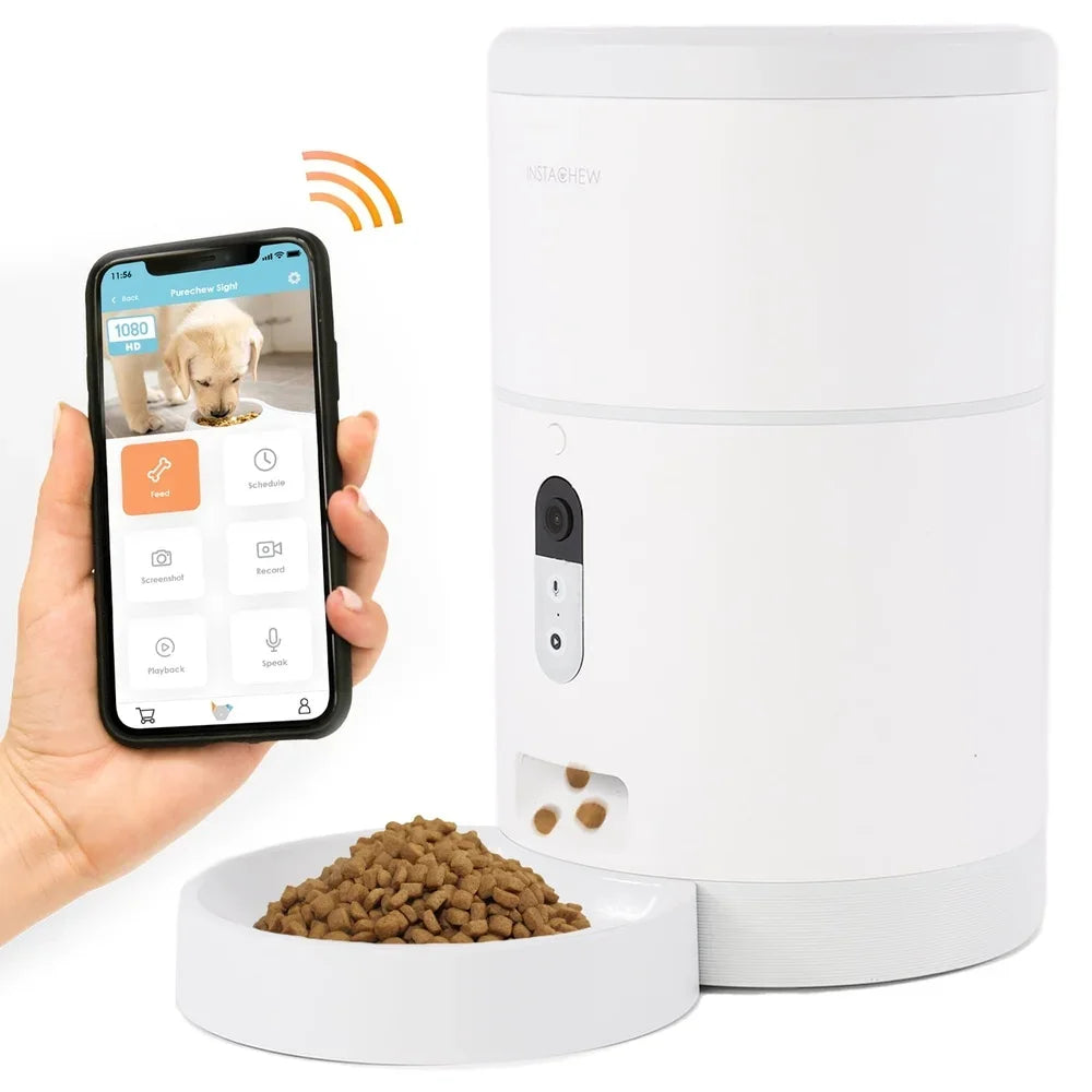 Smart Automatic Pet Feeder with HD Camera Portion Control Programmable Treat Dispenser App Control 2 Way Audio Dogs Cats