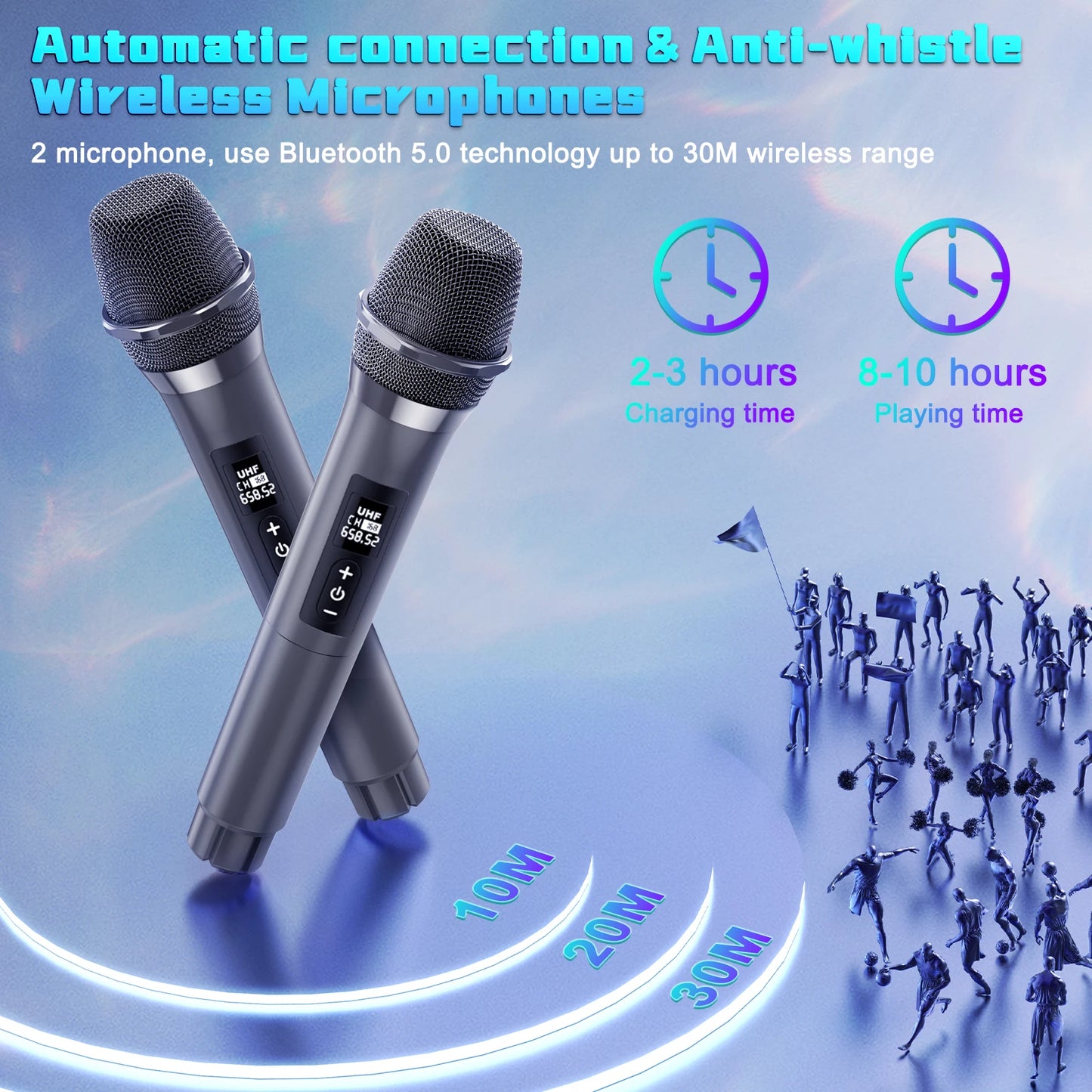 FanFunCabinet T10 Karaoke Machine With Dual Wireless Microphones Bluetooth PA