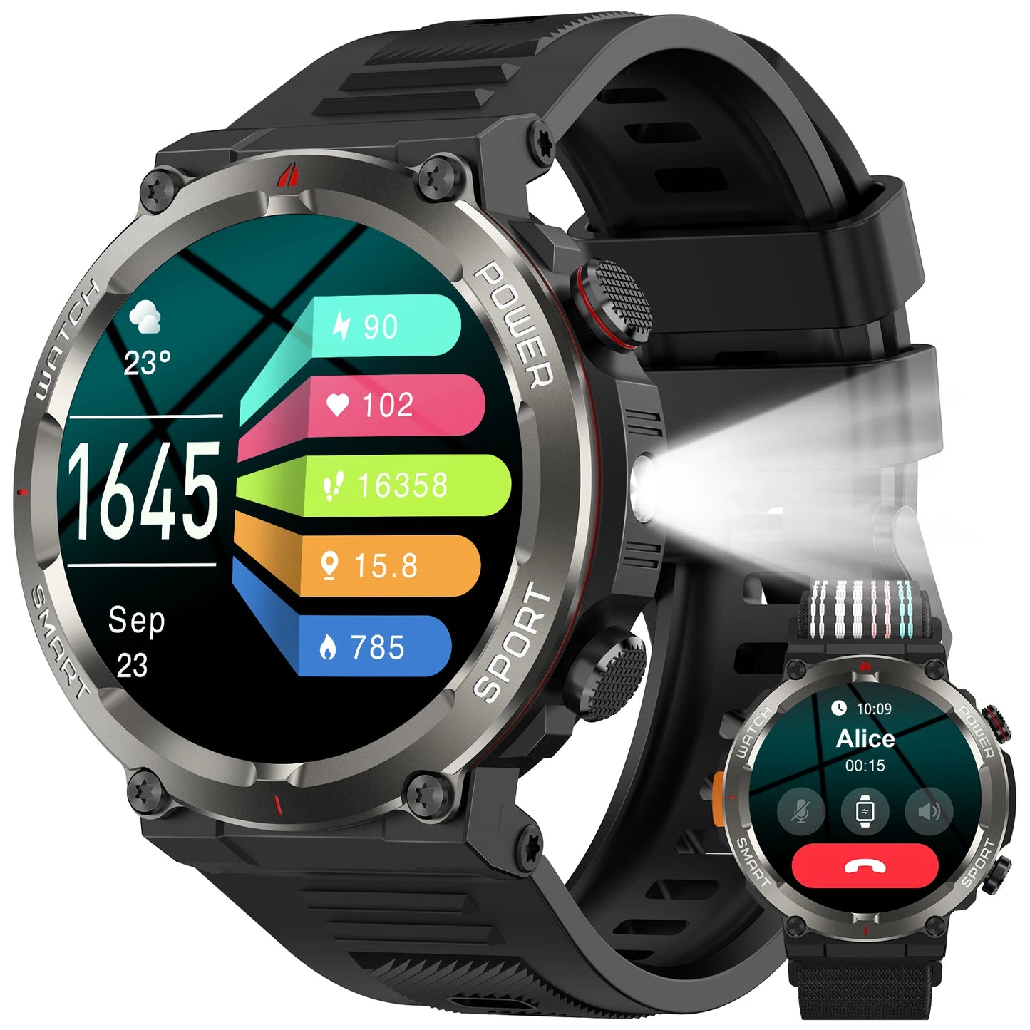 Blackview W50pro Waterproof Smartwatch With LED Flashlight 960mAh Battery