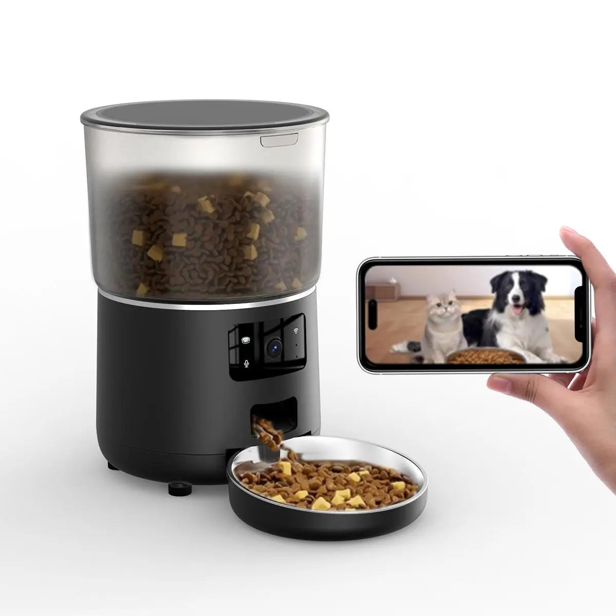 NPET Automatic 4L/140.8OZ Cat Feeder with Camera, 1080P HD Video with Night Vision, 1-20 portions Customized meals for Cats, Dog