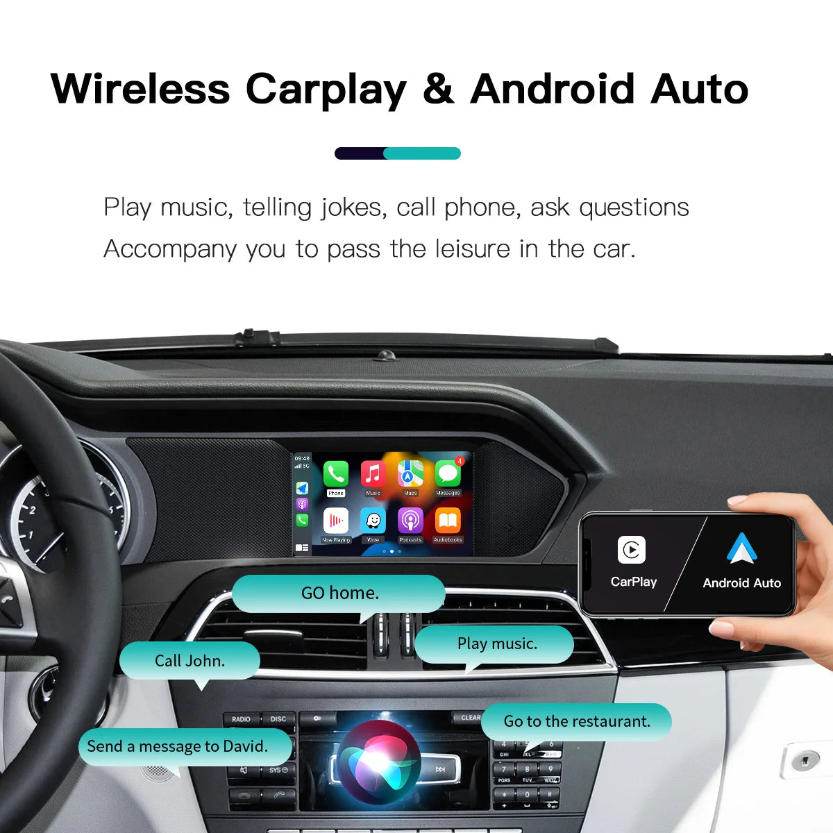 AUTOABC Wireless CarPlay Android Auto Adapter for Mercedes NTG 4.5-4.7