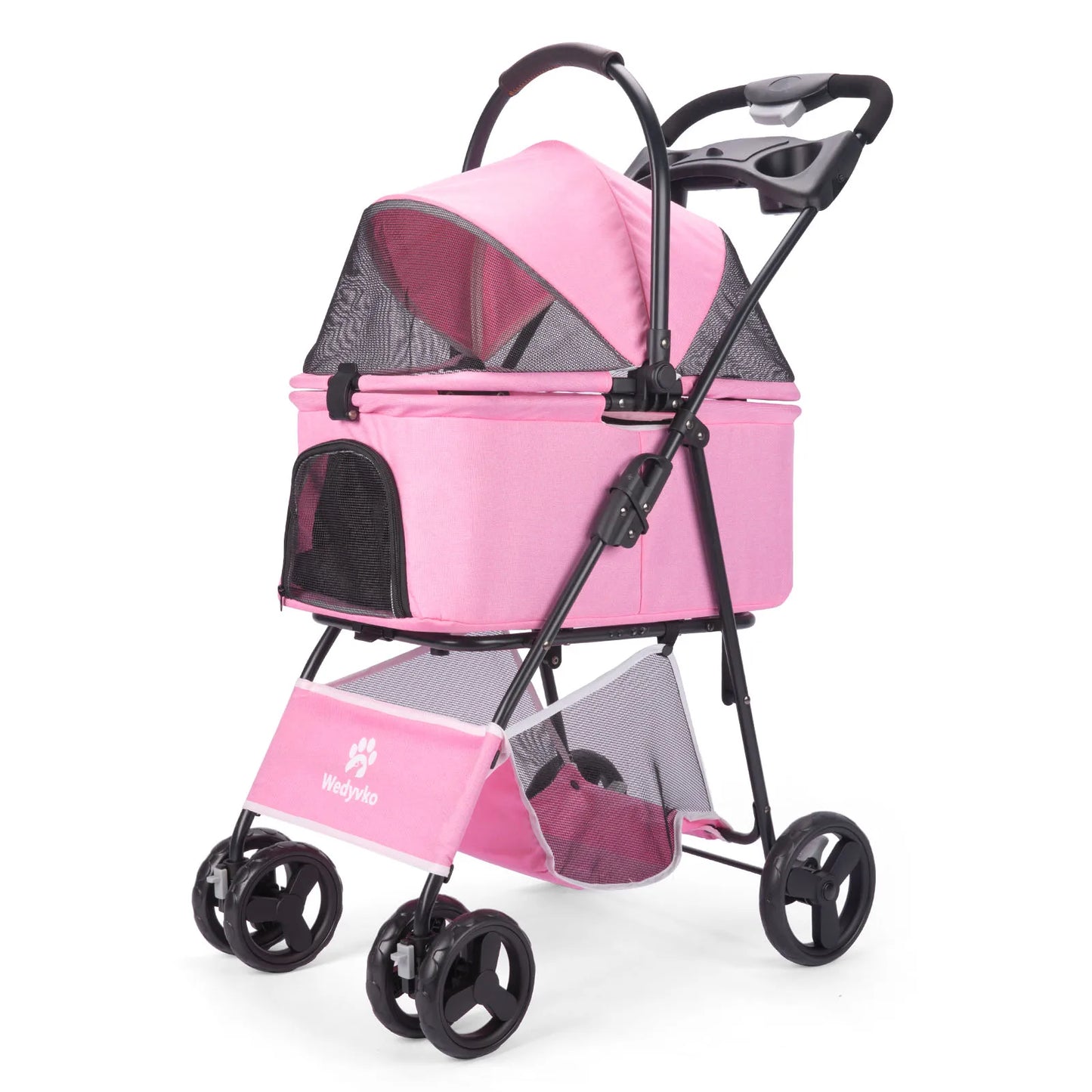 Wedyvko Luxury Detachable Pet Stroller Four-Wheel Cup Holder