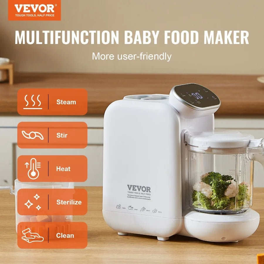 Baby Food Maker 430W Baby Food Processor with 750 ml Tritan Bowl SUS304 Stainless Steel 5 in 1 Baby Food Puree Blender Steamer