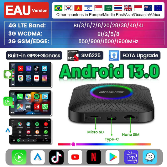 Carlinkit Android 13 AI Box Wireless CarPlay Android Auto Adapter Qualcomm 6225