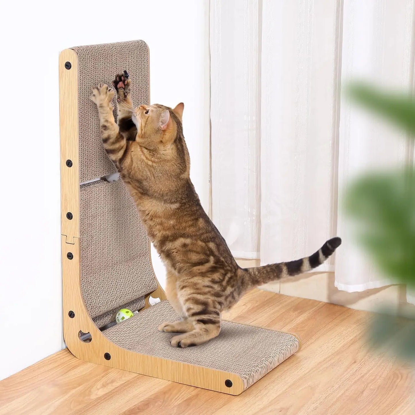L Shape Cat Scratcher Cardboard Scratching Pad For Indoor Cats