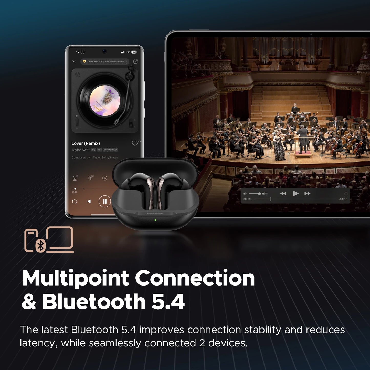 SoundPEATS Air5 Pro Wireless Earbuds Adaptive Hybrid ANC