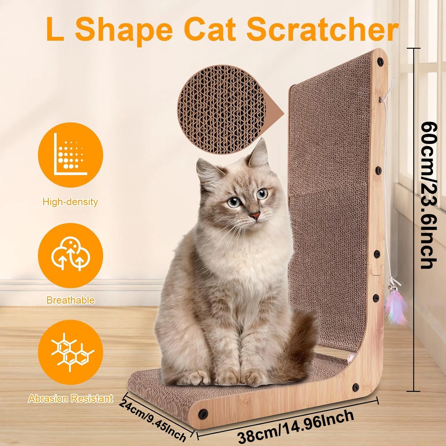 L Shape Cat Scratcher Cardboard Scratching Pad For Indoor Cats
