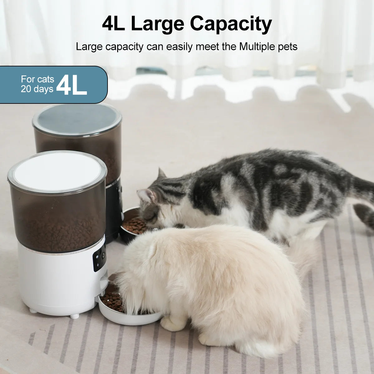 NPET Automatic 4L/140.8OZ Cat Feeder with Camera, 1080P HD Video with Night Vision, 1-20 portions Customized meals for Cats, Dog